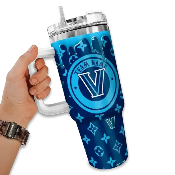 customized villanova wildcats bullseye drips navy curved tumbler fashion forward.webp