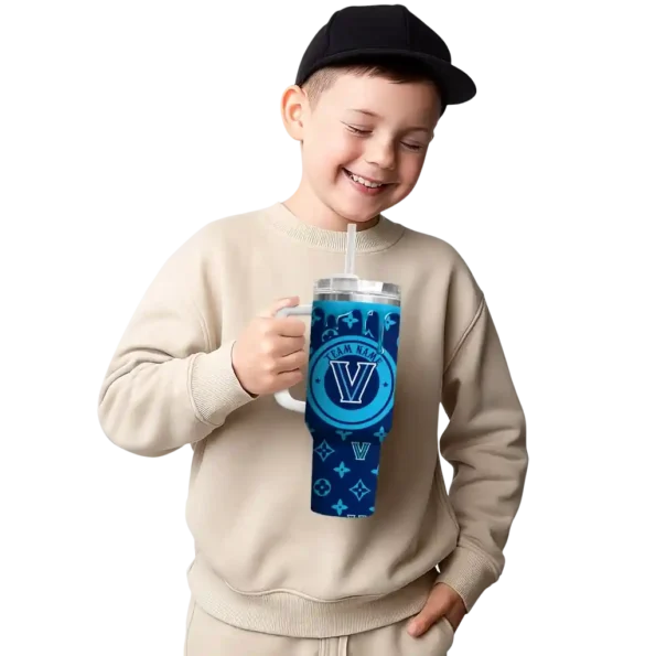 customized villanova wildcats bullseye drips navy curved tumbler latest model.webp