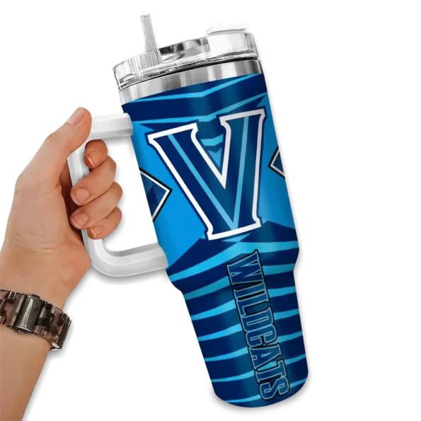 customized villanova wildcats chevron layers navy curved tumbler fashion forward.webp