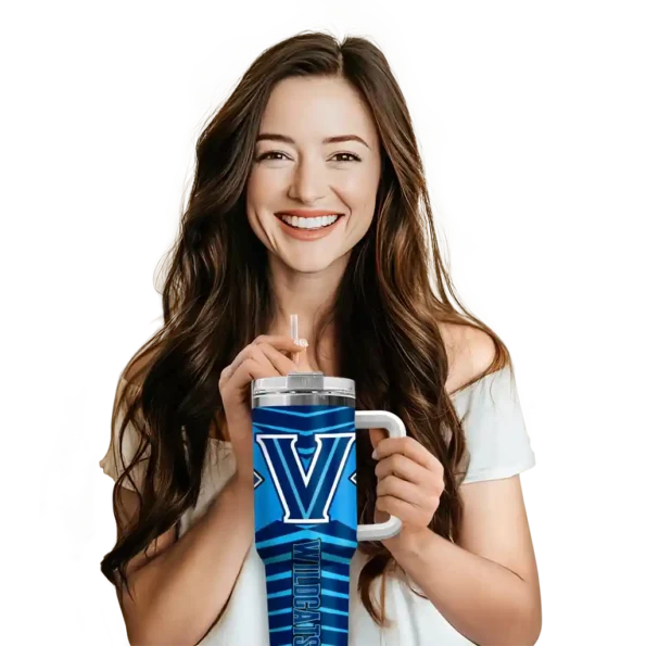 customized villanova wildcats chevron layers navy curved tumbler premium grade.webp