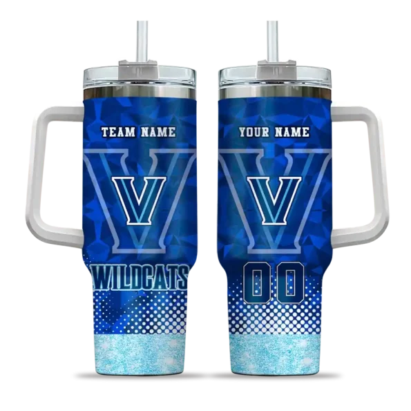 customized villanova wildcats geometric prism navy curved tumbler best selling.webp