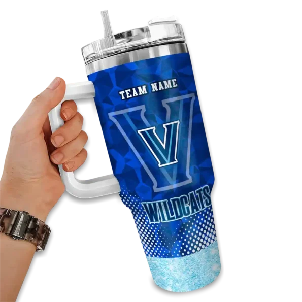customized villanova wildcats geometric prism navy curved tumbler fashion forward.webp