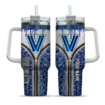 customized villanova wildcats leopard zipper navy curved tumbler best selling.webp
