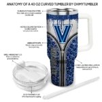 customized villanova wildcats leopard zipper navy curved tumbler best selling.webp