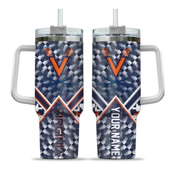 customized virginia cavaliers chevron angle blue curved tumbler best selling.webp