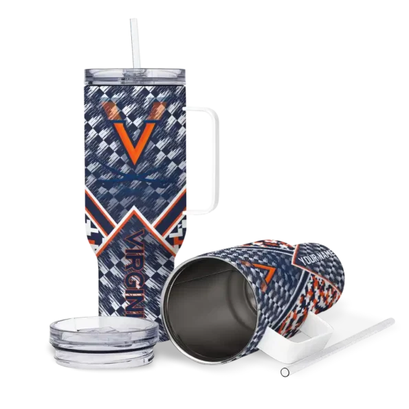 customized virginia cavaliers chevron angle blue curved tumbler high quality.webp