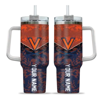 customized virginia cavaliers chevron stripe blue curved tumbler best selling.webp