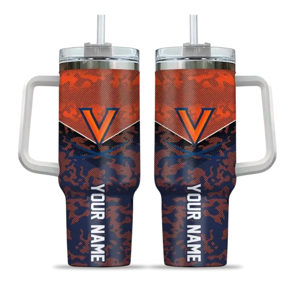 customized virginia cavaliers chevron stripe blue curved tumbler best selling.webp