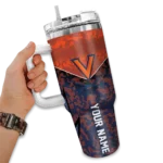 customized virginia cavaliers chevron stripe blue curved tumbler best selling.webp
