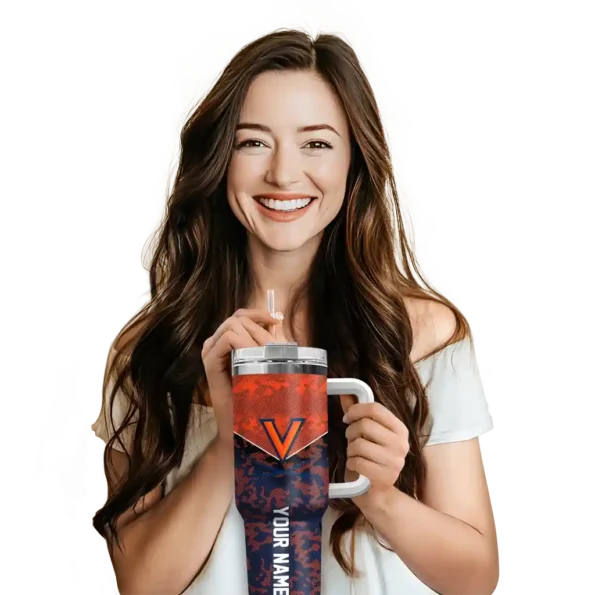 customized virginia cavaliers chevron stripe blue curved tumbler premium grade.webp