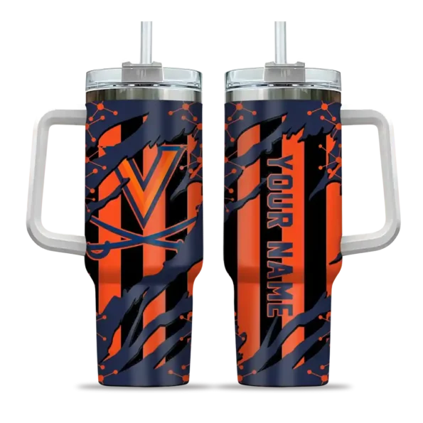 customized virginia cavaliers claw cut blue black curved tumbler best selling.webp