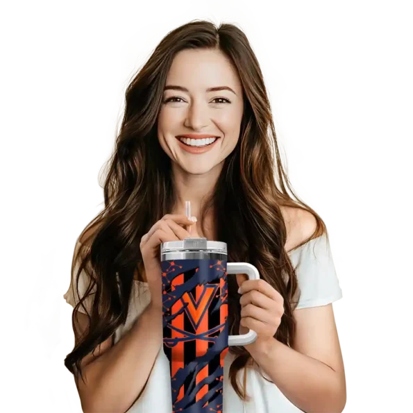 customized virginia cavaliers claw cut blue black curved tumbler premium grade.webp