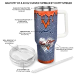 customized virginia cavaliers heart helmet motif blue curved tumbler best selling.webp