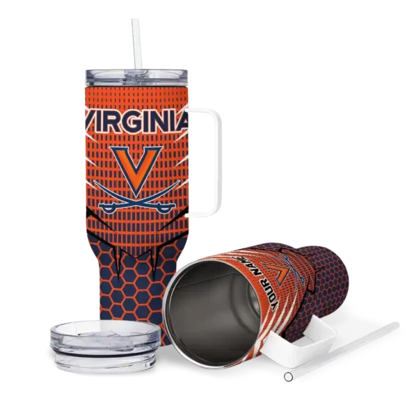 customized virginia cavaliers hex texture blue curved tumbler high quality.webp