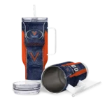 customized virginia cavaliers hexagon armor blue curved tumbler best selling.webp