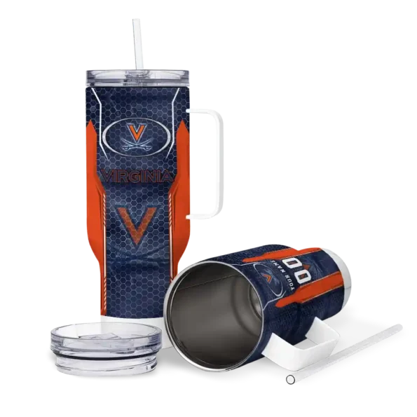 customized virginia cavaliers hexagon armor blue curved tumbler high quality.webp