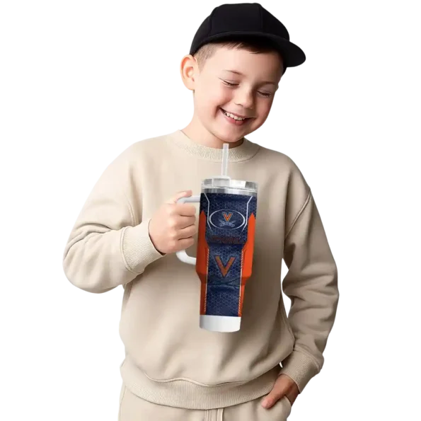 customized virginia cavaliers hexagon armor blue curved tumbler latest model.webp