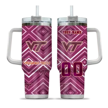 customized virginia tech hokies bold diamonds maroon curved tumbler best selling.webp