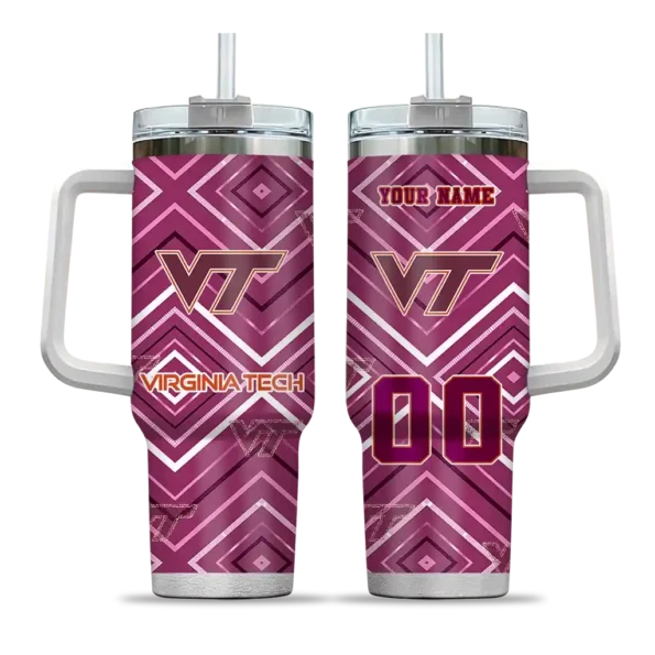 customized virginia tech hokies bold diamonds maroon curved tumbler best selling.webp