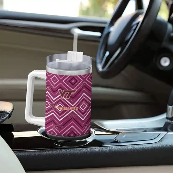 customized virginia tech hokies bold diamonds maroon curved tumbler trendy.webp