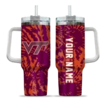 customized virginia tech hokies burst swirl maroon curved tumbler best selling.webp