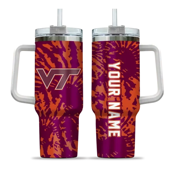 customized virginia tech hokies burst swirl maroon curved tumbler best selling.webp