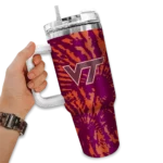customized virginia tech hokies burst swirl maroon curved tumbler best selling.webp