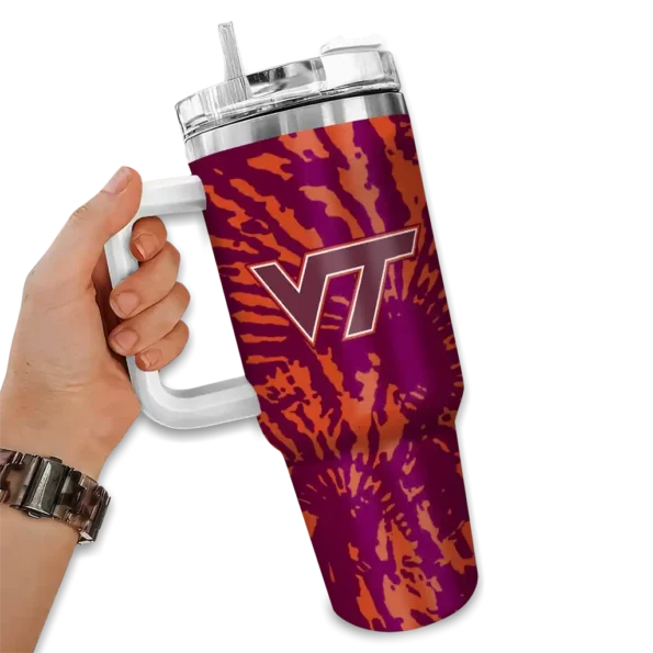 customized virginia tech hokies burst swirl maroon curved tumbler fashion forward.webp