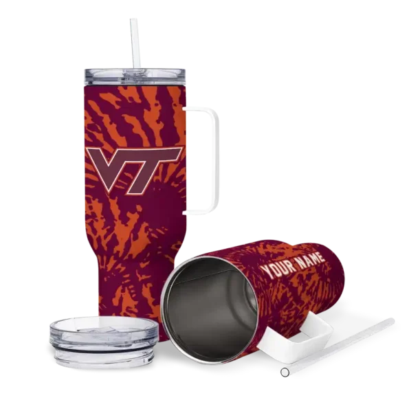 customized virginia tech hokies burst swirl maroon curved tumbler high quality.webp