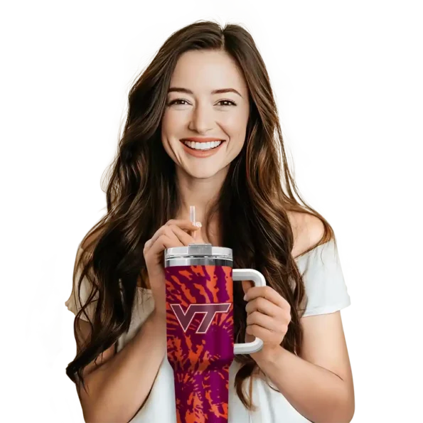 customized virginia tech hokies burst swirl maroon curved tumbler premium grade.webp