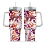customized virginia tech hokies camo mashup maroon white curved tumbler best selling.webp