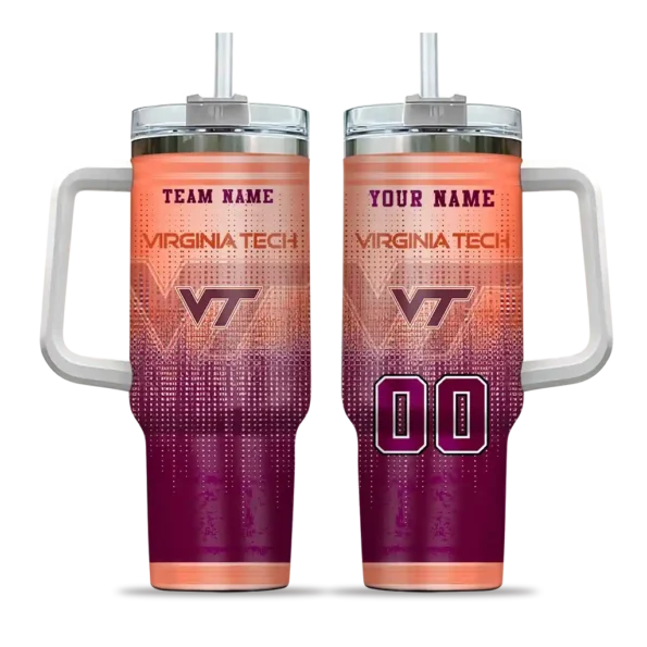 customized virginia tech hokies gradient dots maroon curved tumbler best selling.webp