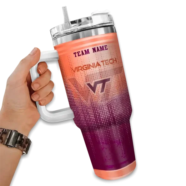 customized virginia tech hokies gradient dots maroon curved tumbler fashion forward.webp