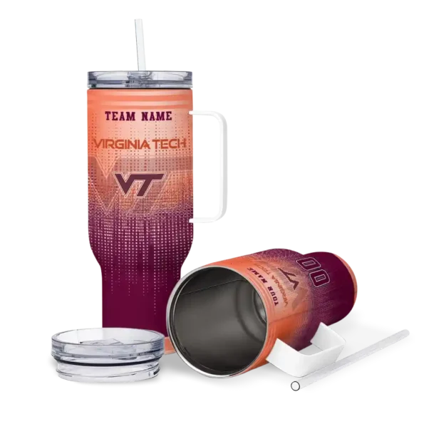 customized virginia tech hokies gradient dots maroon curved tumbler high quality.webp
