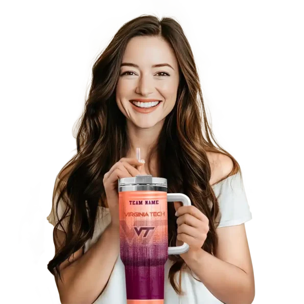 customized virginia tech hokies gradient dots maroon curved tumbler premium grade.webp