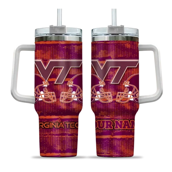 customized virginia tech hokies honey streaks maroon curved tumbler best selling.webp