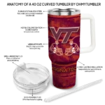 customized virginia tech hokies honey streaks maroon curved tumbler best selling.webp