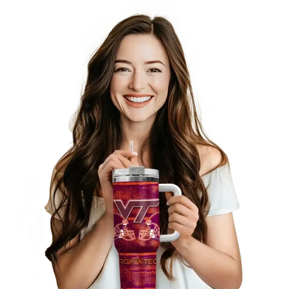 customized virginia tech hokies honey streaks maroon curved tumbler premium grade.webp
