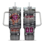 customized virginia tech hokies superman shield maroon gray curved tumbler best selling.webp