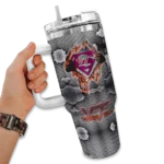 customized virginia tech hokies superman shield maroon gray curved tumbler best selling.webp