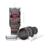 customized virginia tech hokies superman shield maroon gray curved tumbler best selling.webp