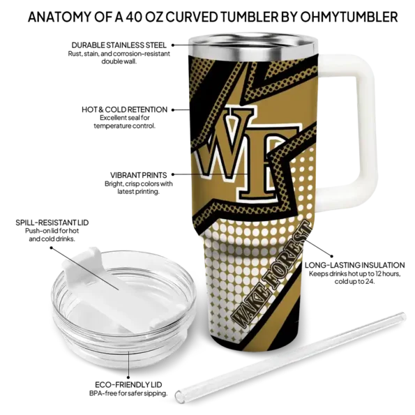 customized wake forest demon deacons arrow burst gold curved tumbler new arrival.webp