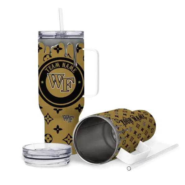 customized wake forest demon deacons bullseye drips gold curved tumbler high quality.webp