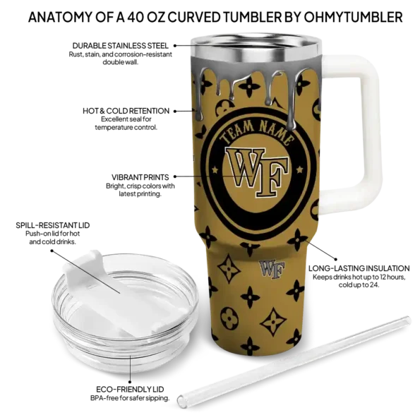 customized wake forest demon deacons bullseye drips gold curved tumbler new arrival.webp