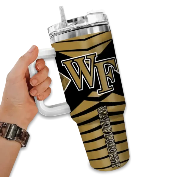 customized wake forest demon deacons chevron layers gold curved tumbler fashion forward.webp
