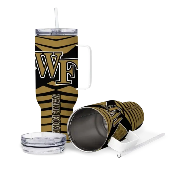 customized wake forest demon deacons chevron layers gold curved tumbler high quality.webp