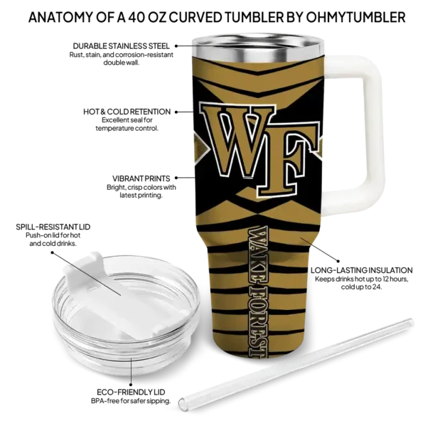 customized wake forest demon deacons chevron layers gold curved tumbler new arrival.webp