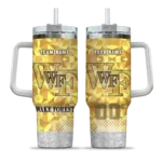 customized wake forest demon deacons geometric prism gold curved tumbler best selling.webp