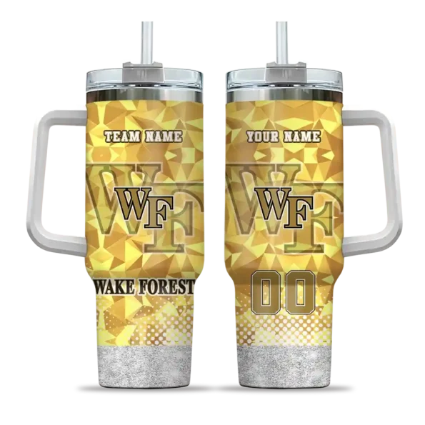 customized wake forest demon deacons geometric prism gold curved tumbler best selling.webp