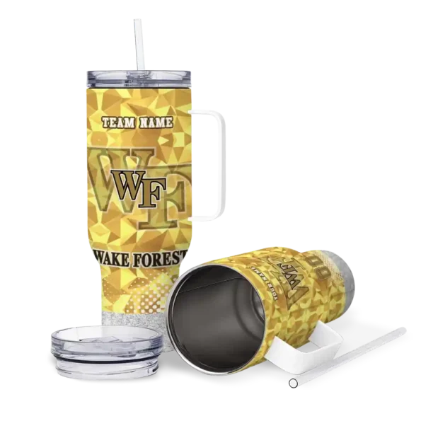 customized wake forest demon deacons geometric prism gold curved tumbler high quality.webp